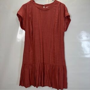 Nine West Rust Ruffle Mini Dress Size Medium Lined